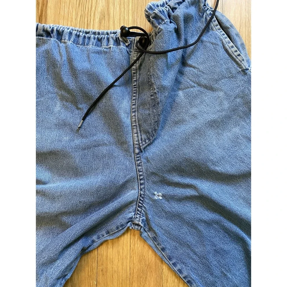 Vintage 90s KIKWEAR Wide Leg Denim Cargo Capri Pants Rave Skater Y2K -size S